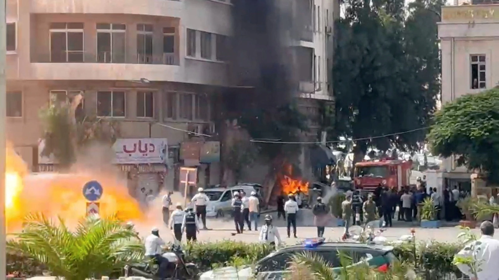 Explosions reported in Damascus amid Macron’s visit to Syria, state media says
